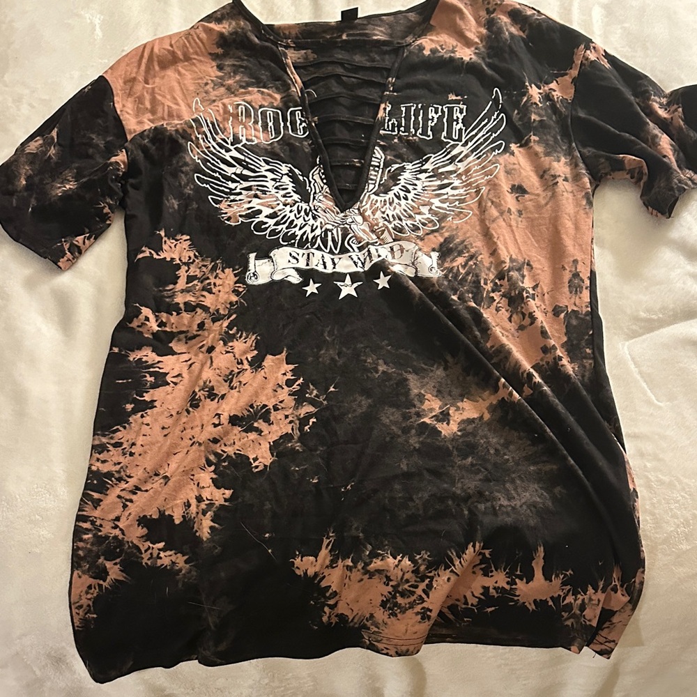 Black and Brown Graphic T-Shirt Dress